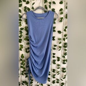 Blue Ribbed Sleeveless Dress